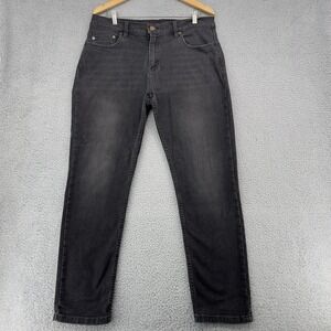 Mugsy Jeans Men 36x32 Black Stretch Straight Slim Casual Denim Pants